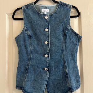 Denim Button Up Vest NWT